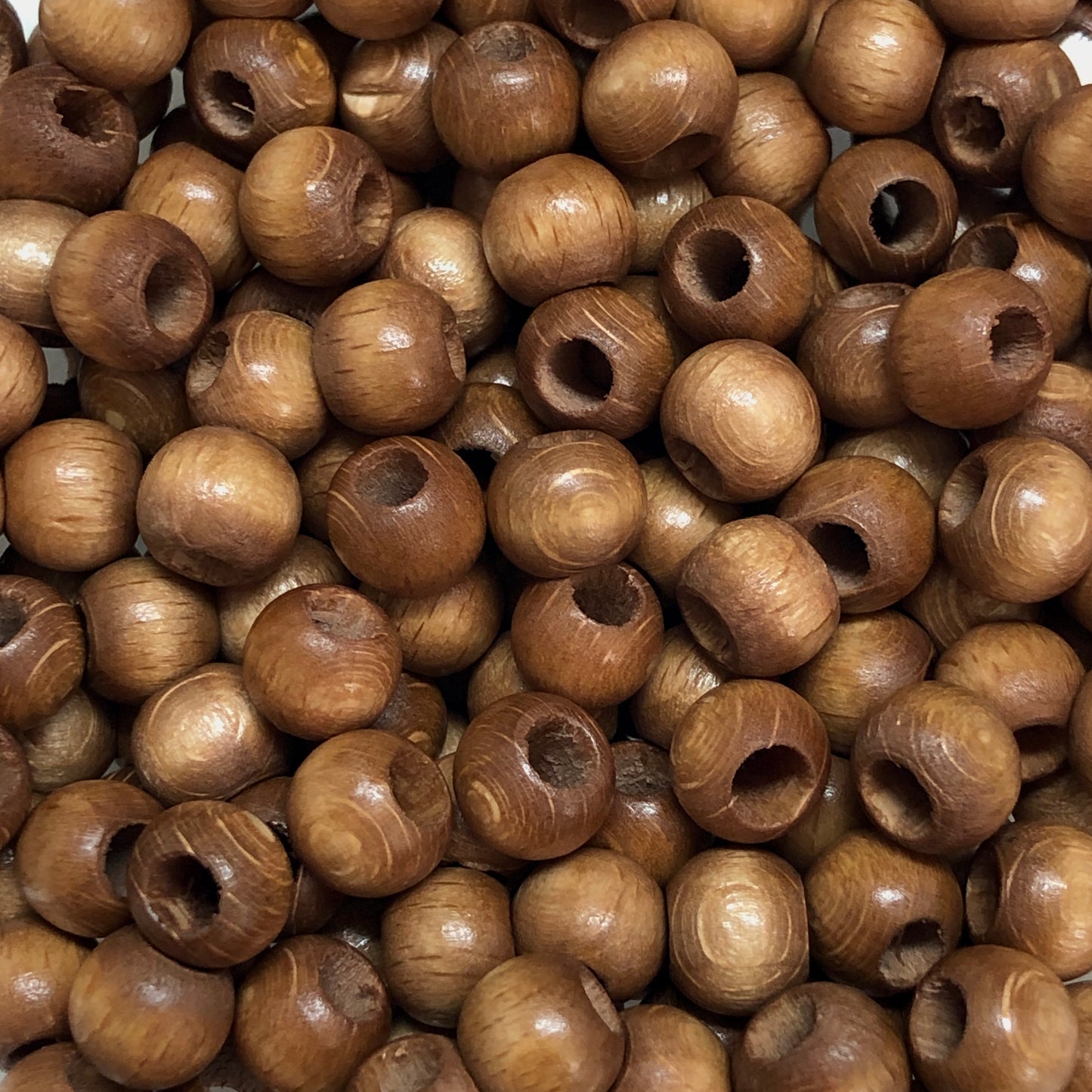 8mm Wide Hole Wooden Beads - 12 - Light Brown