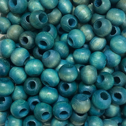 10mm Wide Hole Wooden Beads Turquoise-8