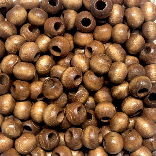 10mm Wide Hole Wooden Beads Light Brown-16