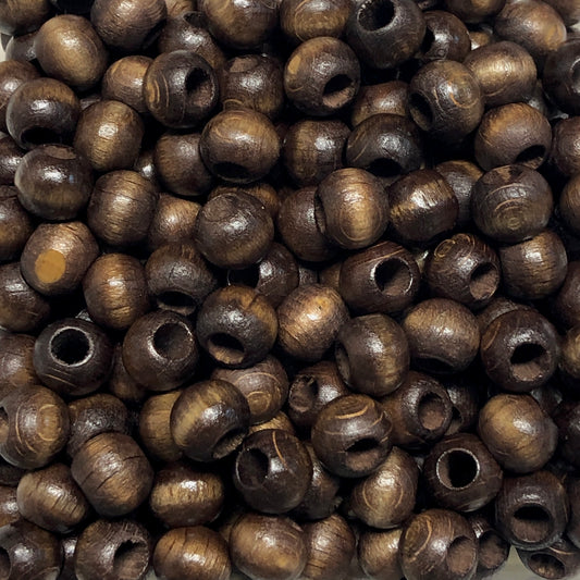 10mm Wide Hole Wooden Beads Mustard-23