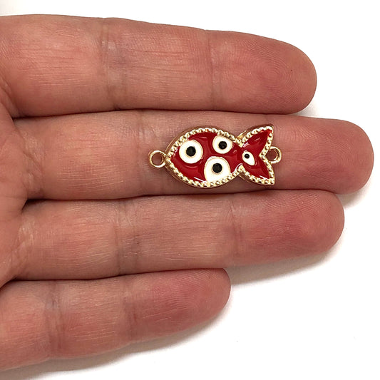 Altın Kaplama Mineli Balık Bileklik Aparatı - Kırmızı