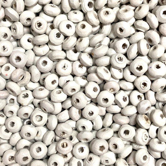 4mm Ufo Ahşap Boncuk - 5 Beyaz