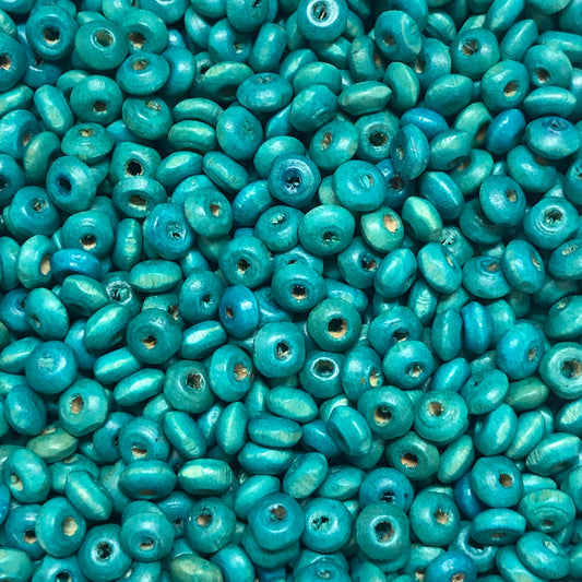 Ufo Wood Beads 4mm-9 Turquoise