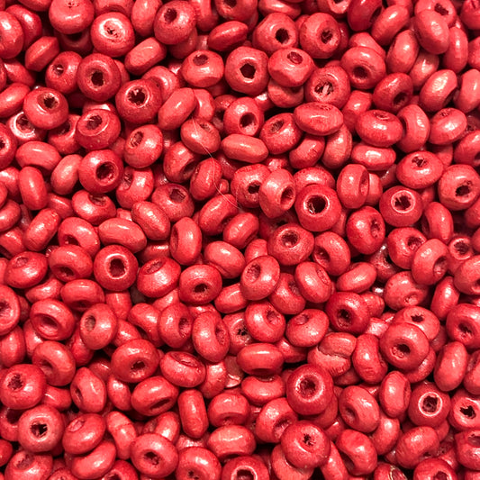 Ufo Wooden Beads 4mm 10 - Red