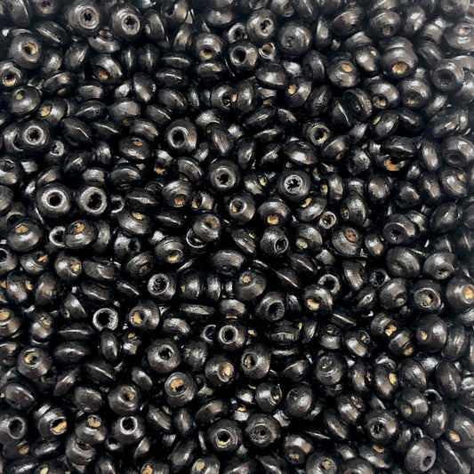 4mm Ufo Ahşap Boncuk - 11 Siyah