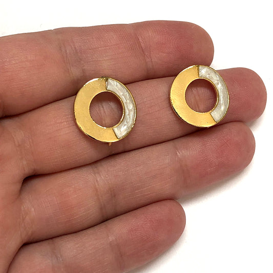 Altın Kaplama Mineli Yuvarlak Küpe