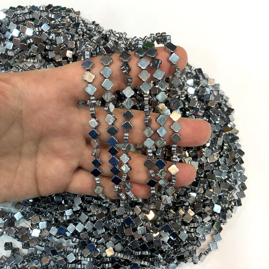 6mm Yonca Hematit - Gümüş