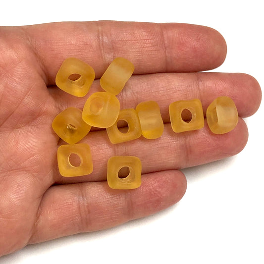 Murano Buzlu Cam Küp - Açık Sarı