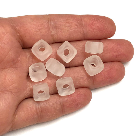 Murano Buzlu Cam Küp - Beyaz