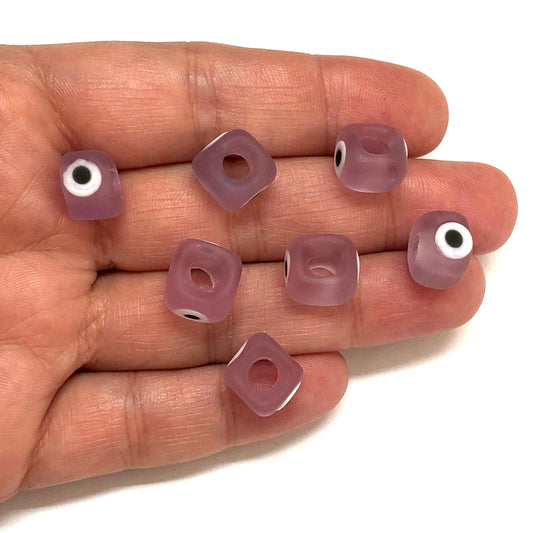 Murano Buzlu Cam Nazar Küp - Lila