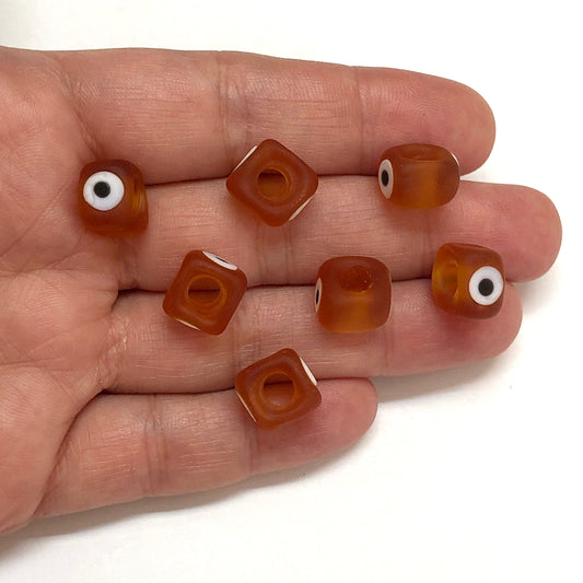 Murano Buzlu Cam Nazar Küp - Tarçın