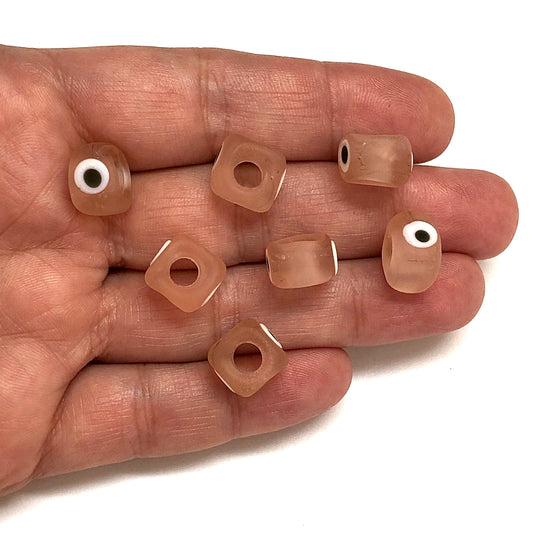 Murano Buzlu Cam Nazar Küp - Pudra