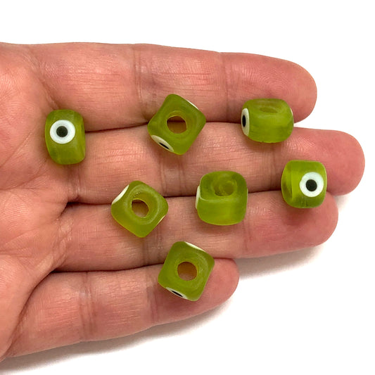 Murano Buzlu Cam Nazar Küp - Fıstık Yeşil