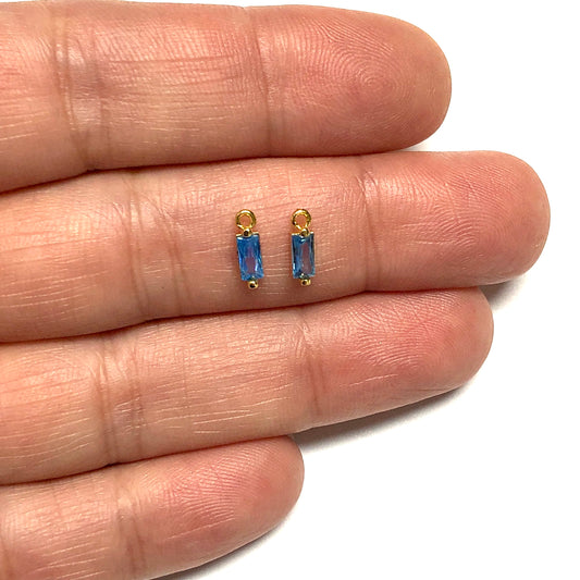 Altın Kaplama Baget Doğum Taşı - Mart - Aquamarin