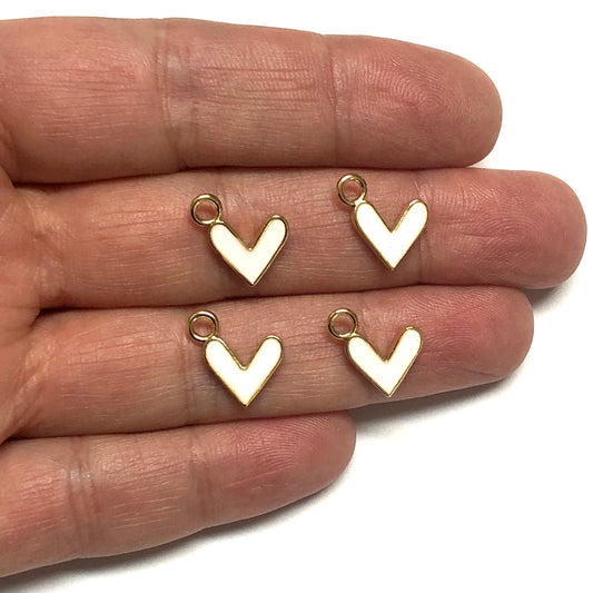 Altın Kaplama Mineli Kalp Sallantı Aparatı - Beyaz