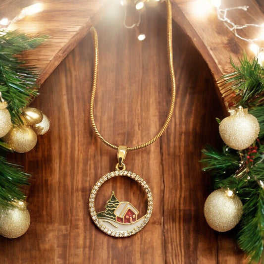 Altın Kaplama Mineli Zirkon Taşlı Mineli Yeni Yıl Aparat - Yeni yıl Ev Manzara