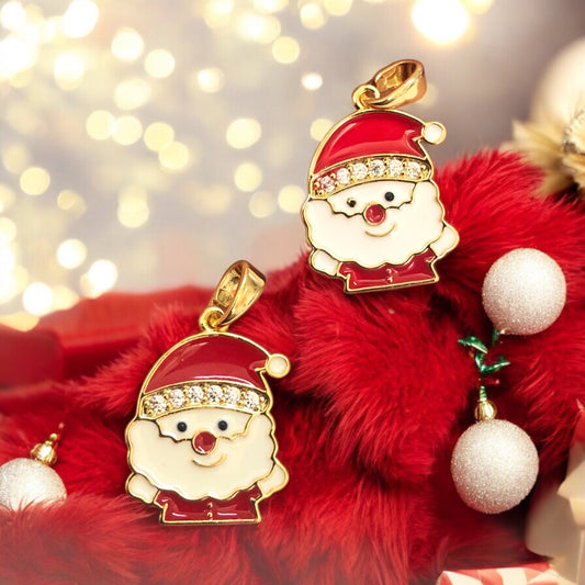 Altın Kaplama Mineli Zirkon Taşlı Mineli Yeni Yıl Aparat - Noel Baba- 1