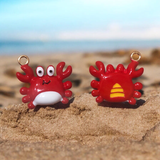 Altın Kaplama Üç Boyutlu Mineli  Yengeç - Kırmızı