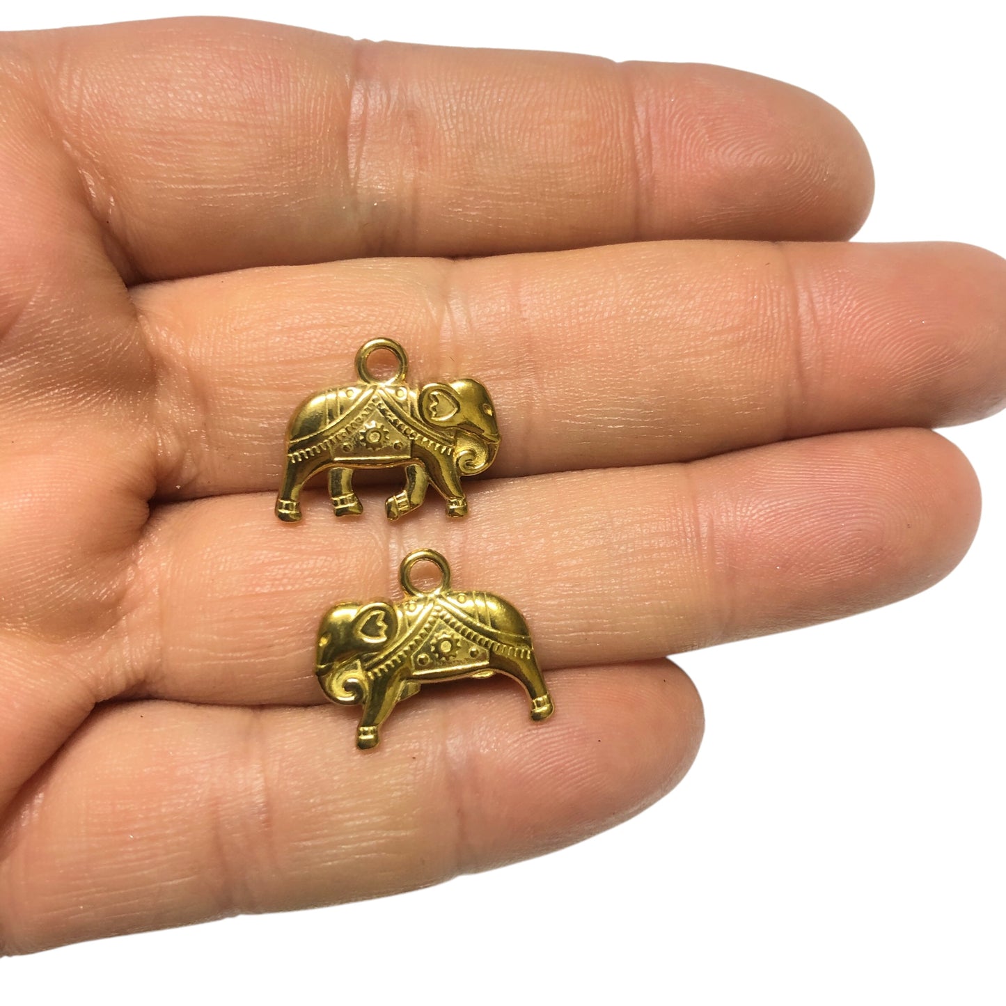 Sarı Çelik -Desenli Fil Kolye Ucu