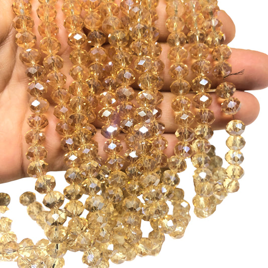 Kristal Boncuk, Çin Kristali-8mm - 87 Şeffaf Janjanlı  Şampanya