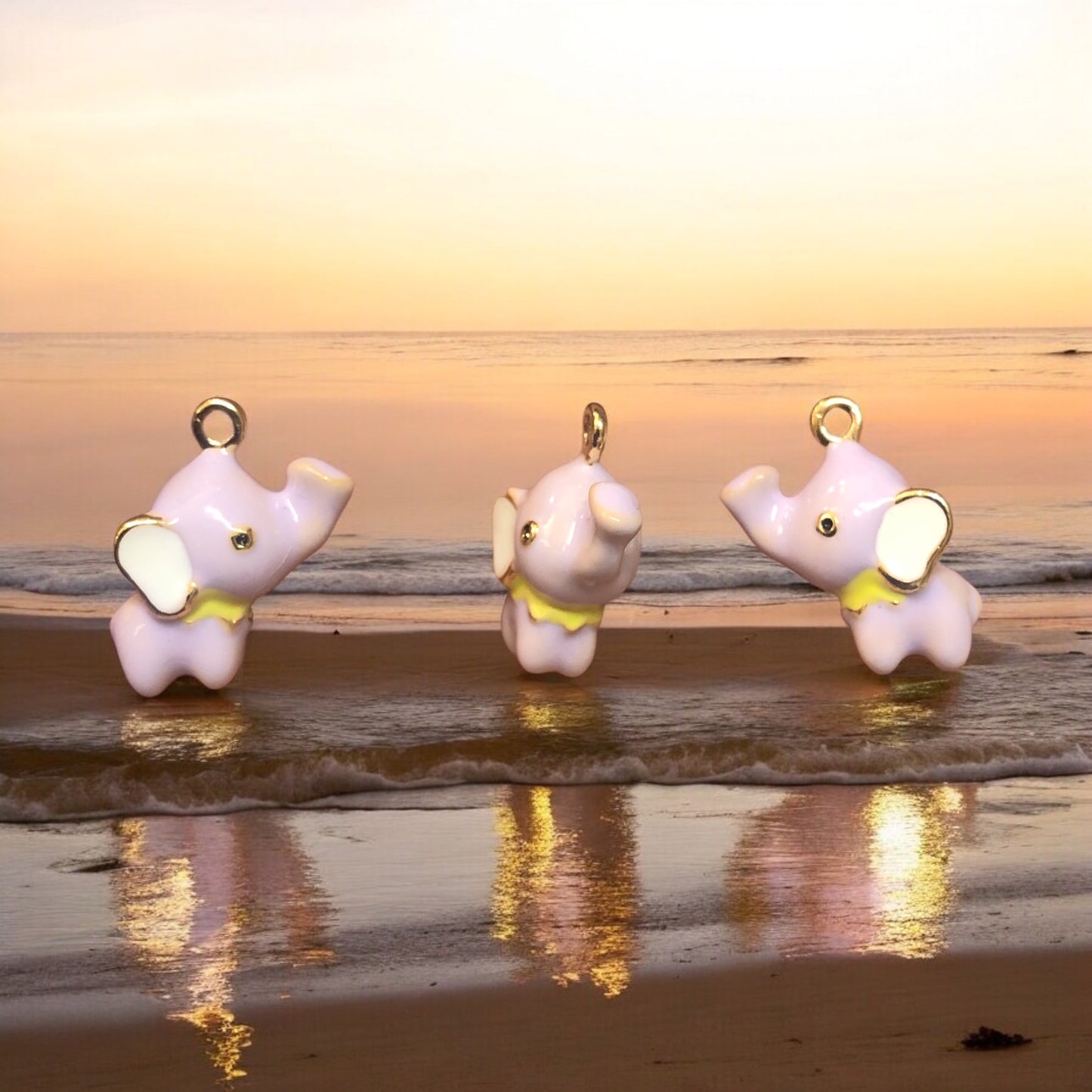 Altın Kaplama Üç boyutlu  Lila Fil Sallantı