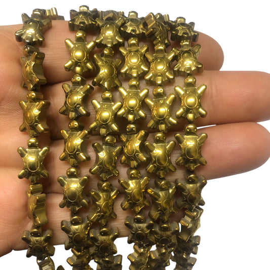 Hematit  Doğal Taş Kaplumbağ -Altın