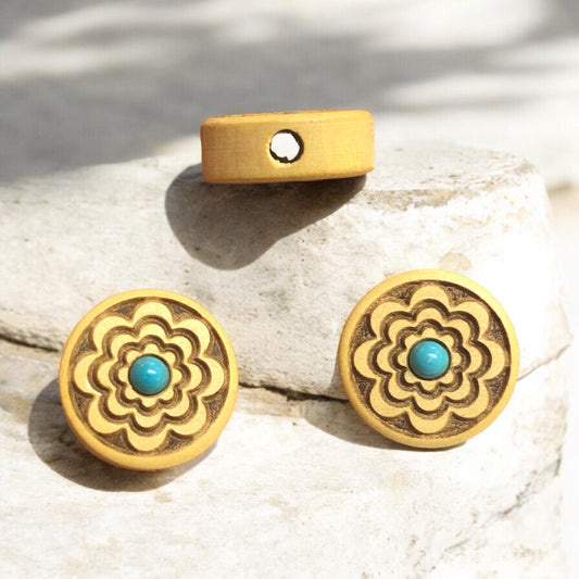 Sandal Ağacı Oyma Turkuaz Taşlı Aparat-1