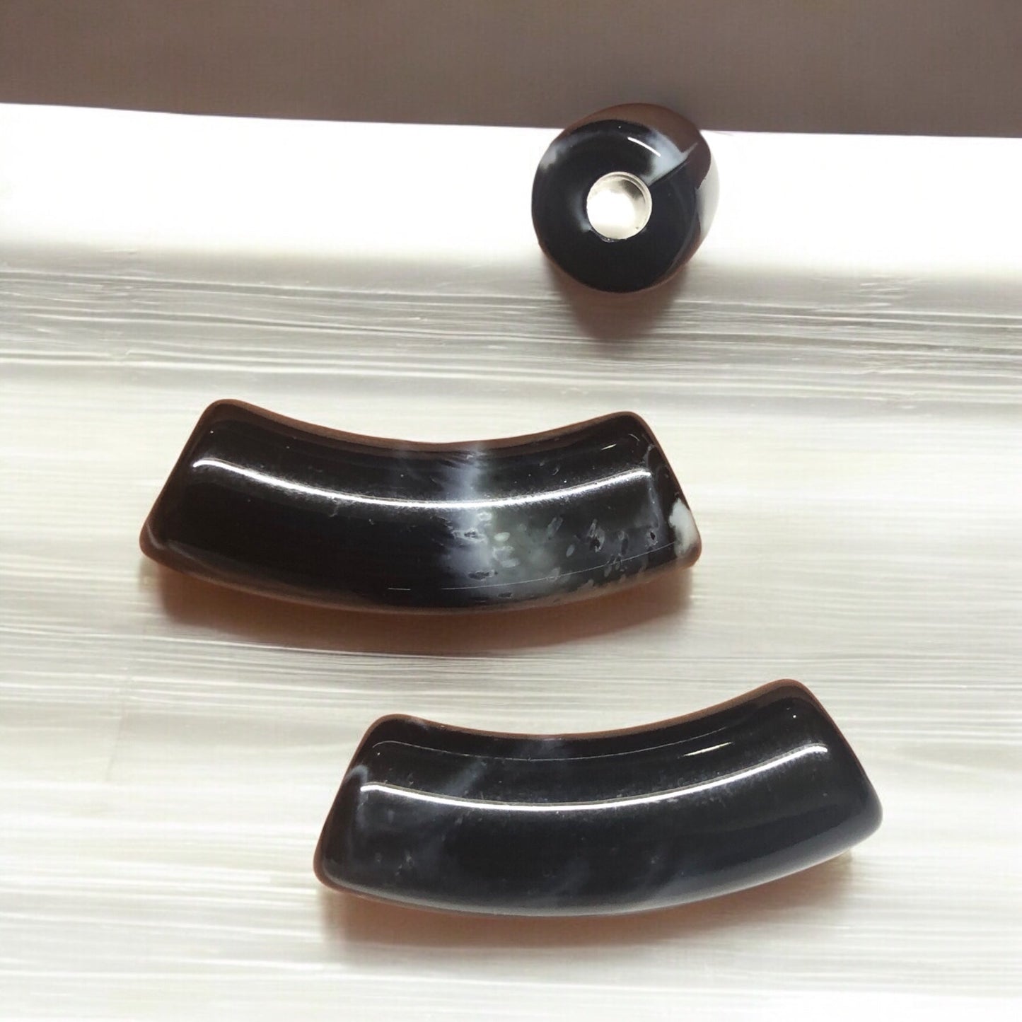 A Kalite Akrilik 11.2x34.8mm- Ebruli Siyah