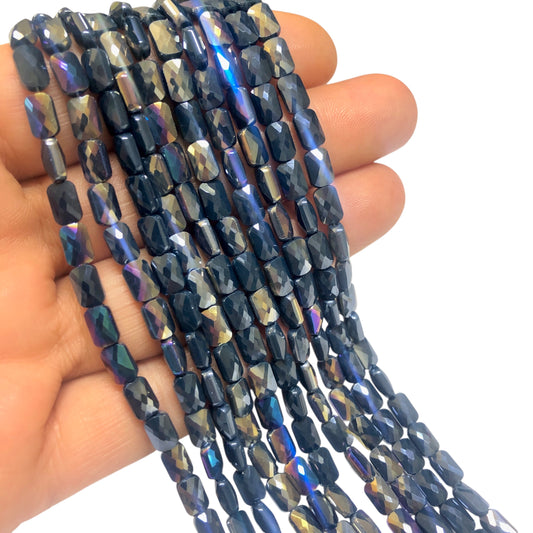4 x7 mm Fasetli  Baget Kristal Boncuk – Opak Janjanlı Lacivert- 0014-(+- 80 Adet  / + -52cm )