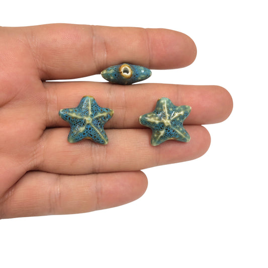 Seramik Yıldız  Büyük Boy  - Turkuaz