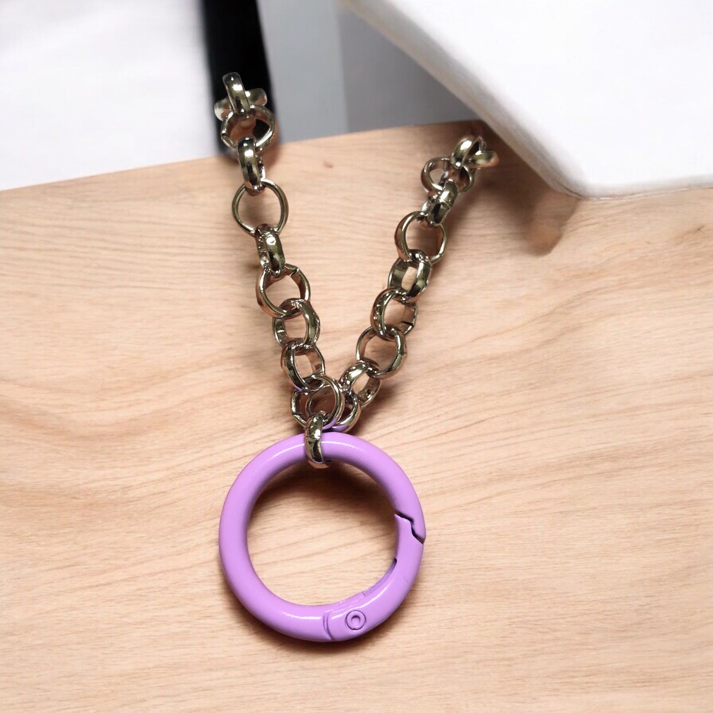 Mineli Yuvarlak Karabina  25mm (O Kilit&Çanta&Anahtarlık Halkası) - Lila