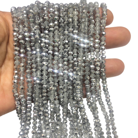 Kristal Boncuk, Çin Kristali-4mm - 19 - Aynalı Gümüş