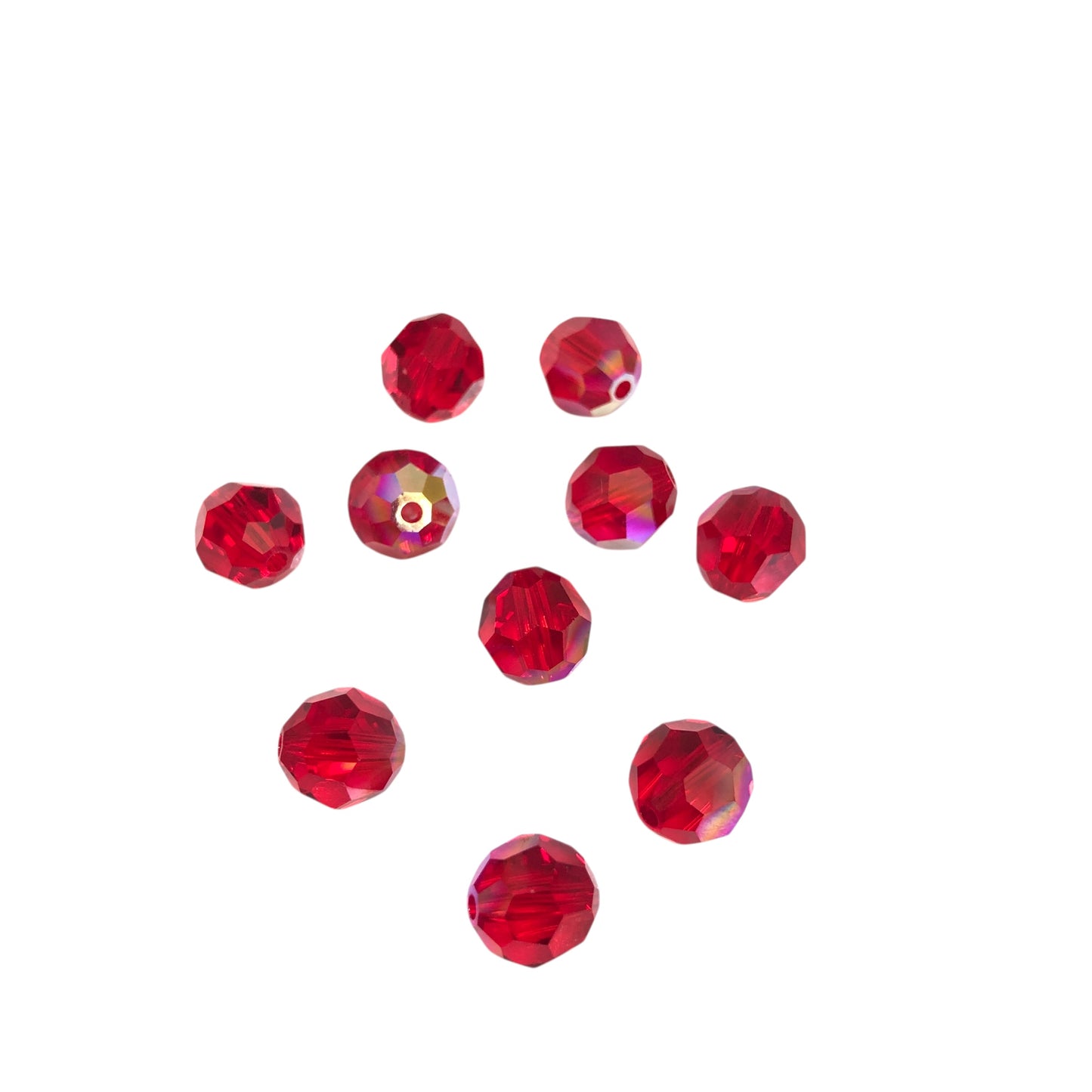 Swarovski Kristal 8mm Petek Kesim -  Şeffaf Parlak Kırmızı( Lt.Siam AB.) - 004