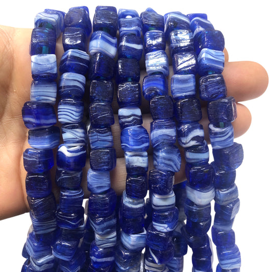 Küp Ocak Boncuğu -10mm-Ebruli Lacivert