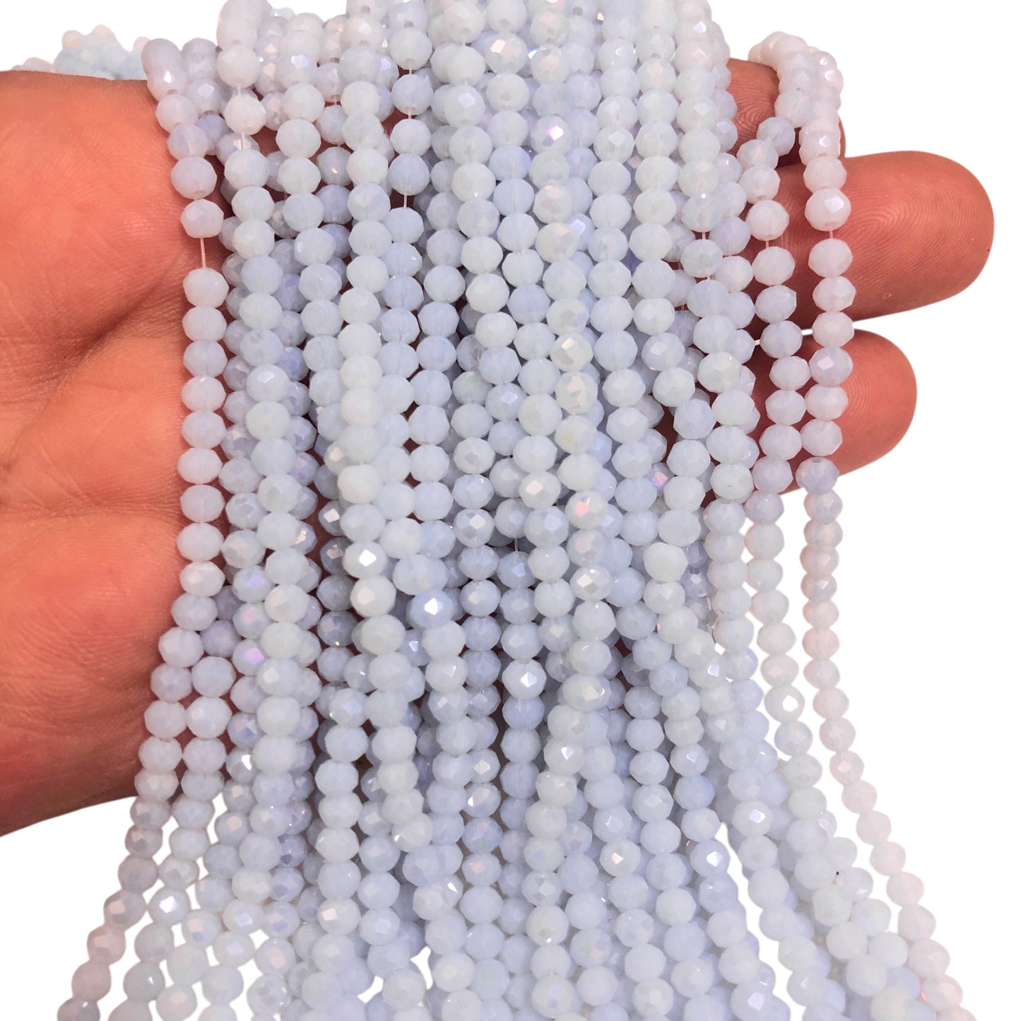 Kristal Boncuk, Çin Kristali-4mm - 22 - Buzlu Açık Leylak