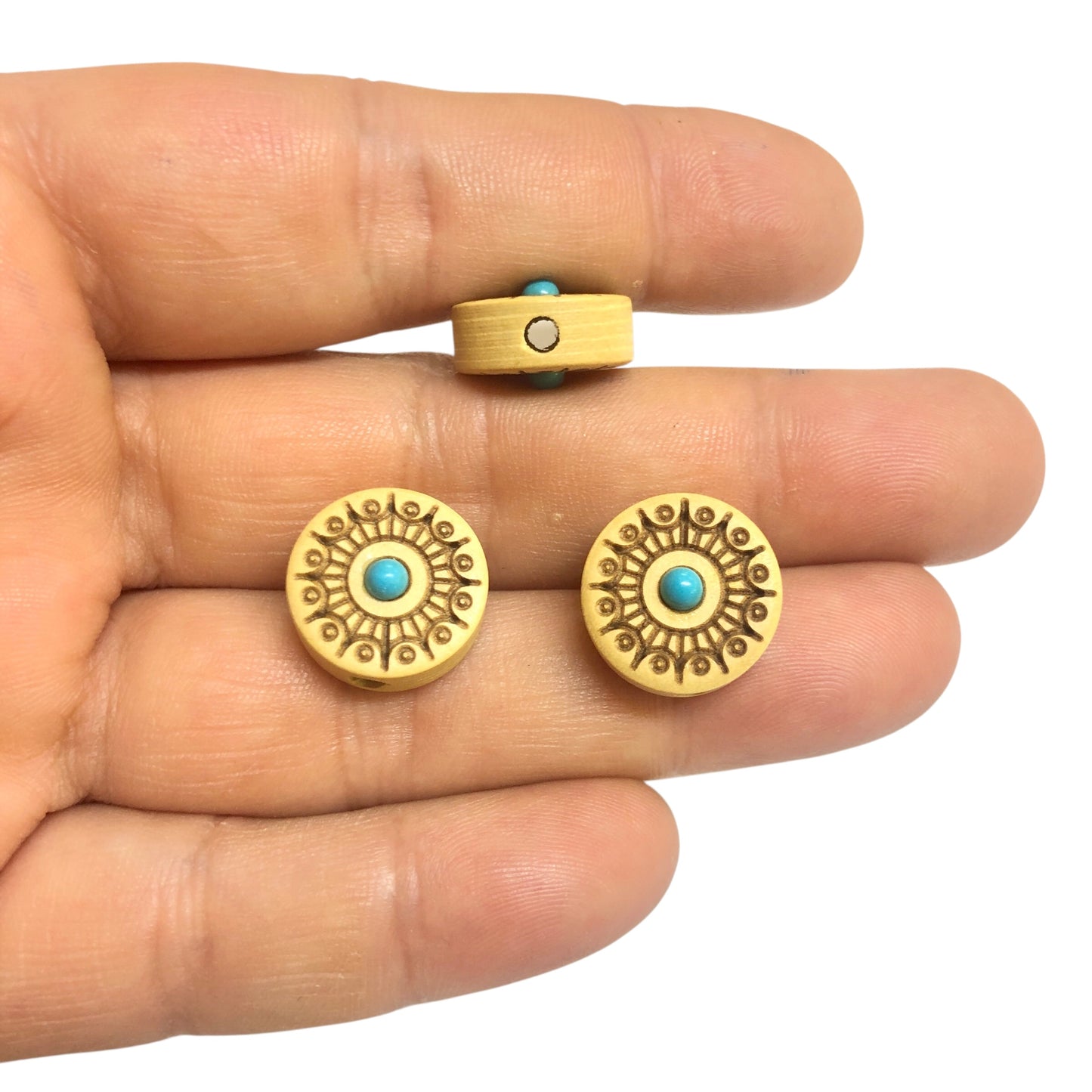 Sandal Ağacı Oyma Turkuaz Taşlı Aparat-2