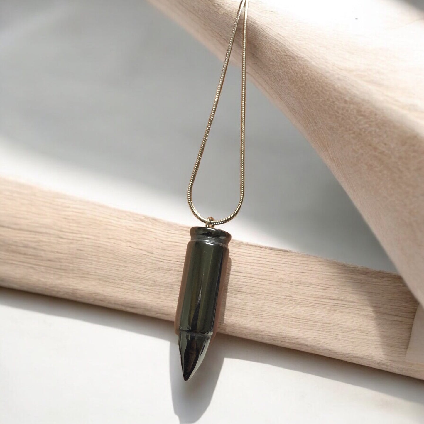 Doğal Taş - Hematit Kolye Ucu - Kurşun