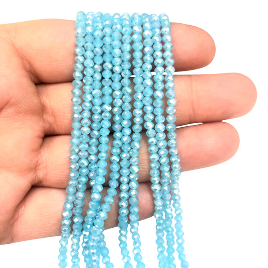 Kristal Boncuk, Çin Kristali-3mm-36-Buzlu janjanlı Açık Mavi