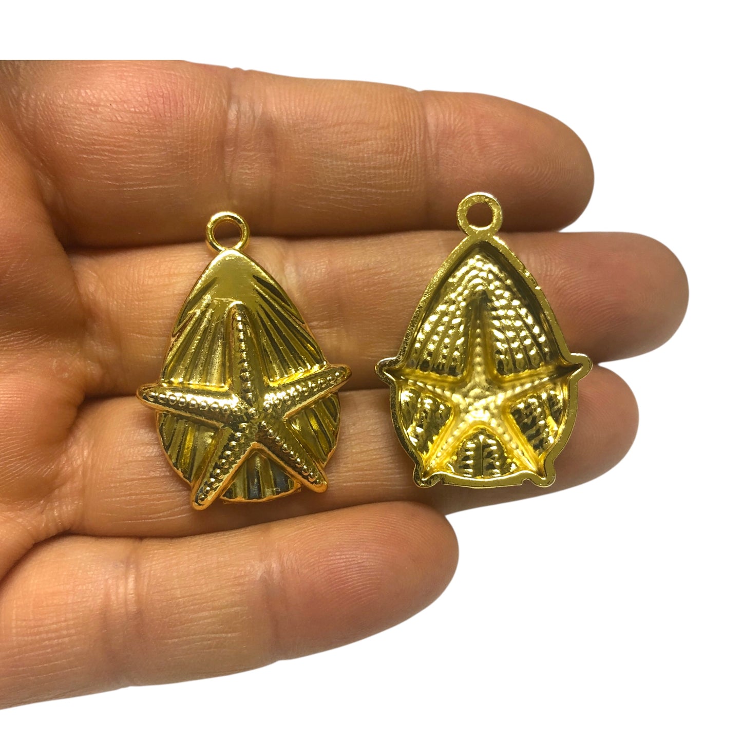 Altın Kaplama Sallantı Deniz Kabuğu Yıldızlı - 33mm