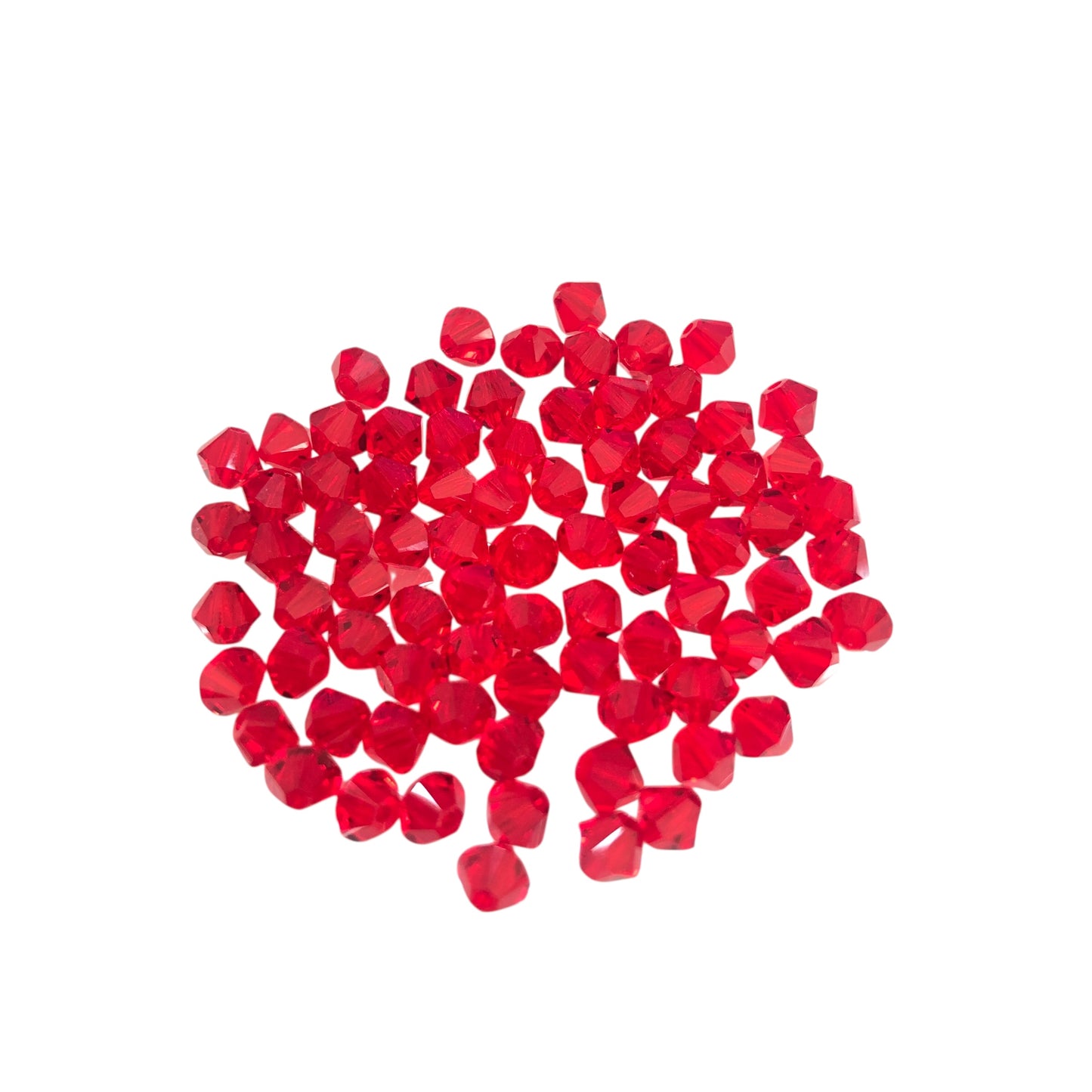 Swarovski 4mm Piramit (Bicone )  Şeffaf Kırmızı - 004