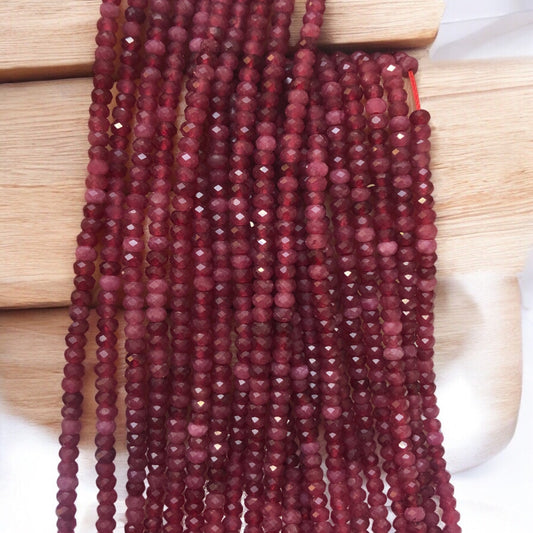 A kalite Myanmar Ruby (Yakut ) - 3 mm Rondel Faset Kesim