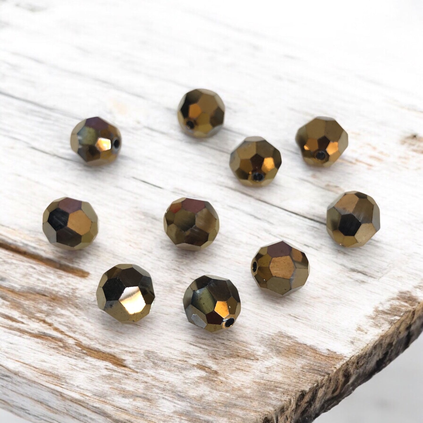 Swarovski Kristal 8mm Petek Kesim -  Şeffaf Parlak  Bakır( Cyrstal DoradoAB.) - 006