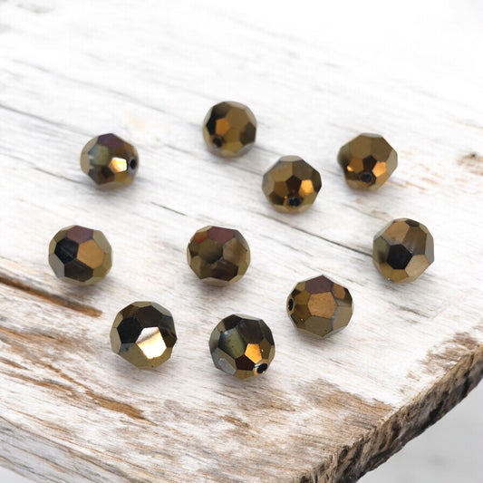 Swarovski Kristal 8mm Petek Kesim -  Şeffaf Parlak  Bakır( Cyrstal DoradoAB.) - 006