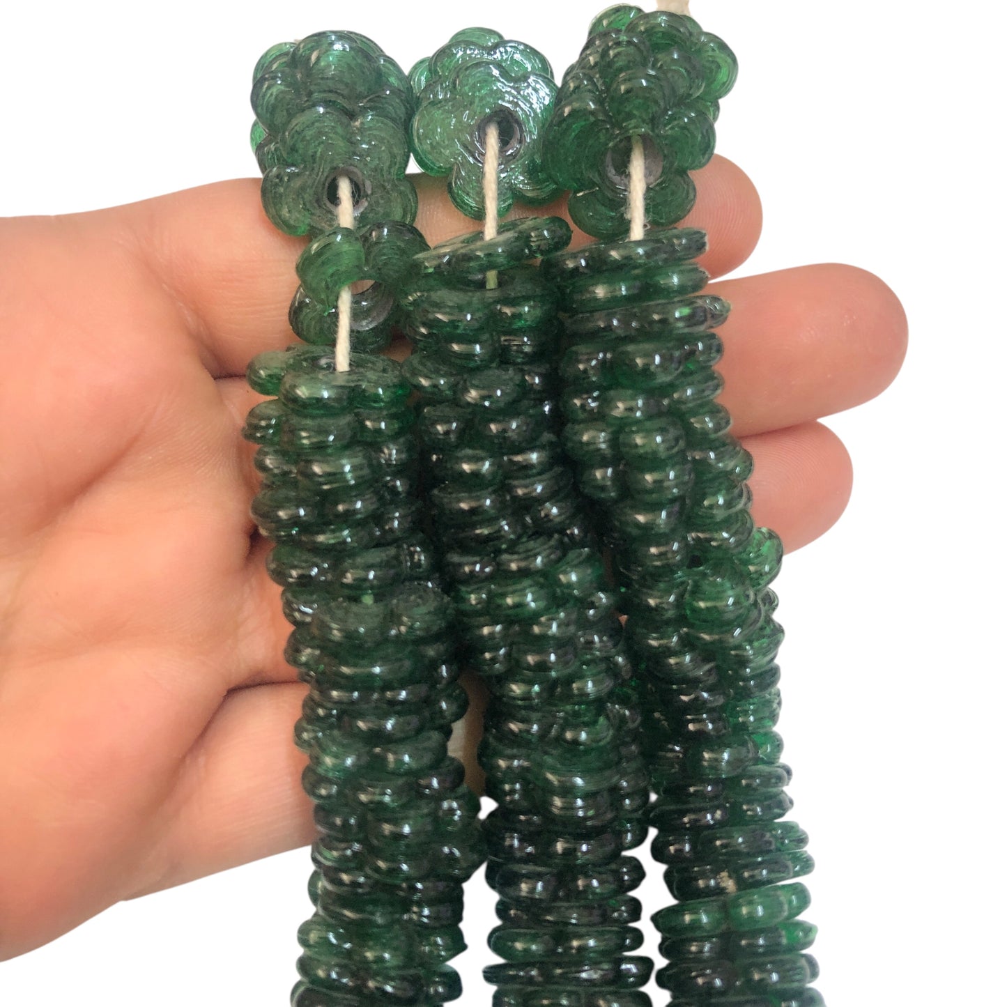 Orta Boy Ocak Boncuğu  Çiçek - Şeffaf Yeşil