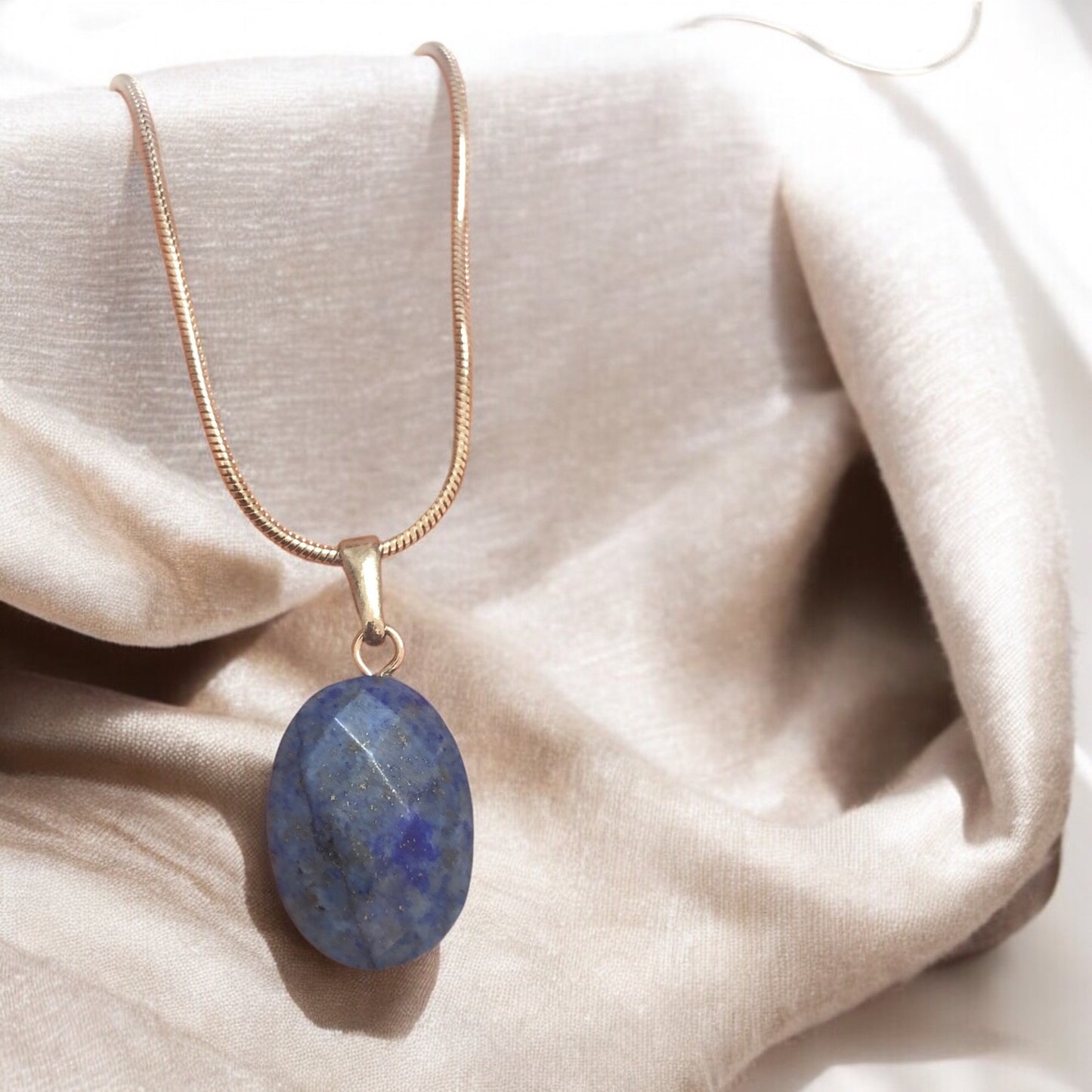 Doğal Taş Oval Kolye Ucu - Lapis Lazuli