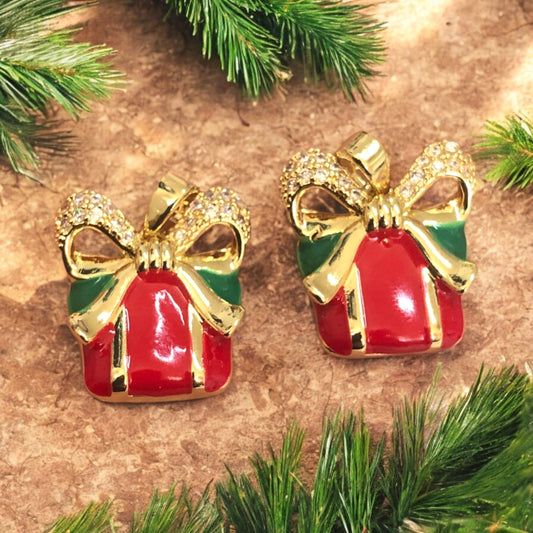 Altın Kaplama Mineli Zirkon Taşlı Mineli Yeni Yıl Aparat - Kutu Kırmızı