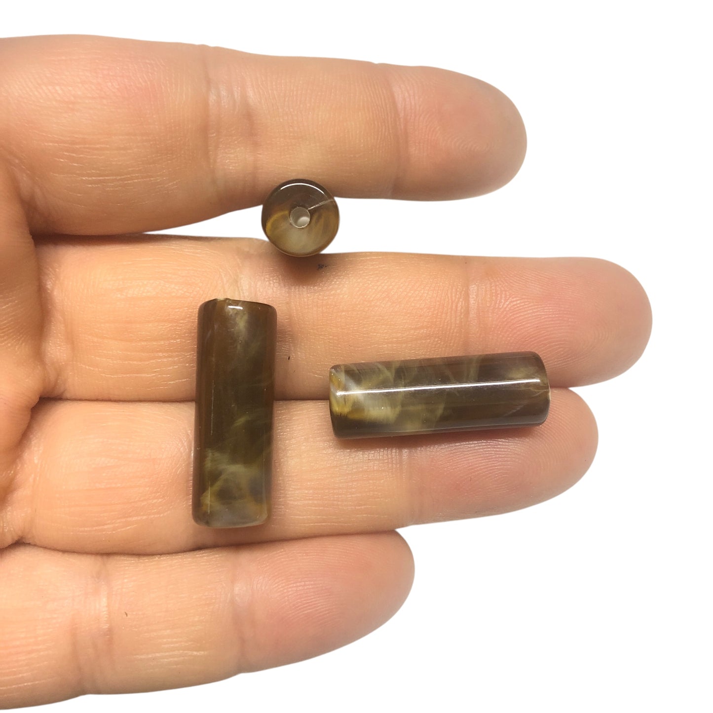 A Kalite Akrilik Silindir -8x25mm- Ebruli Kahverengi