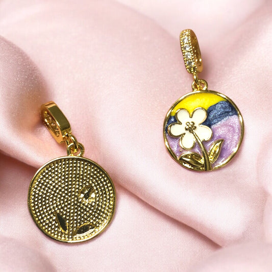 Altın Kaplama Zirkon Taşlı Mineli  Papatya Yuvarlak