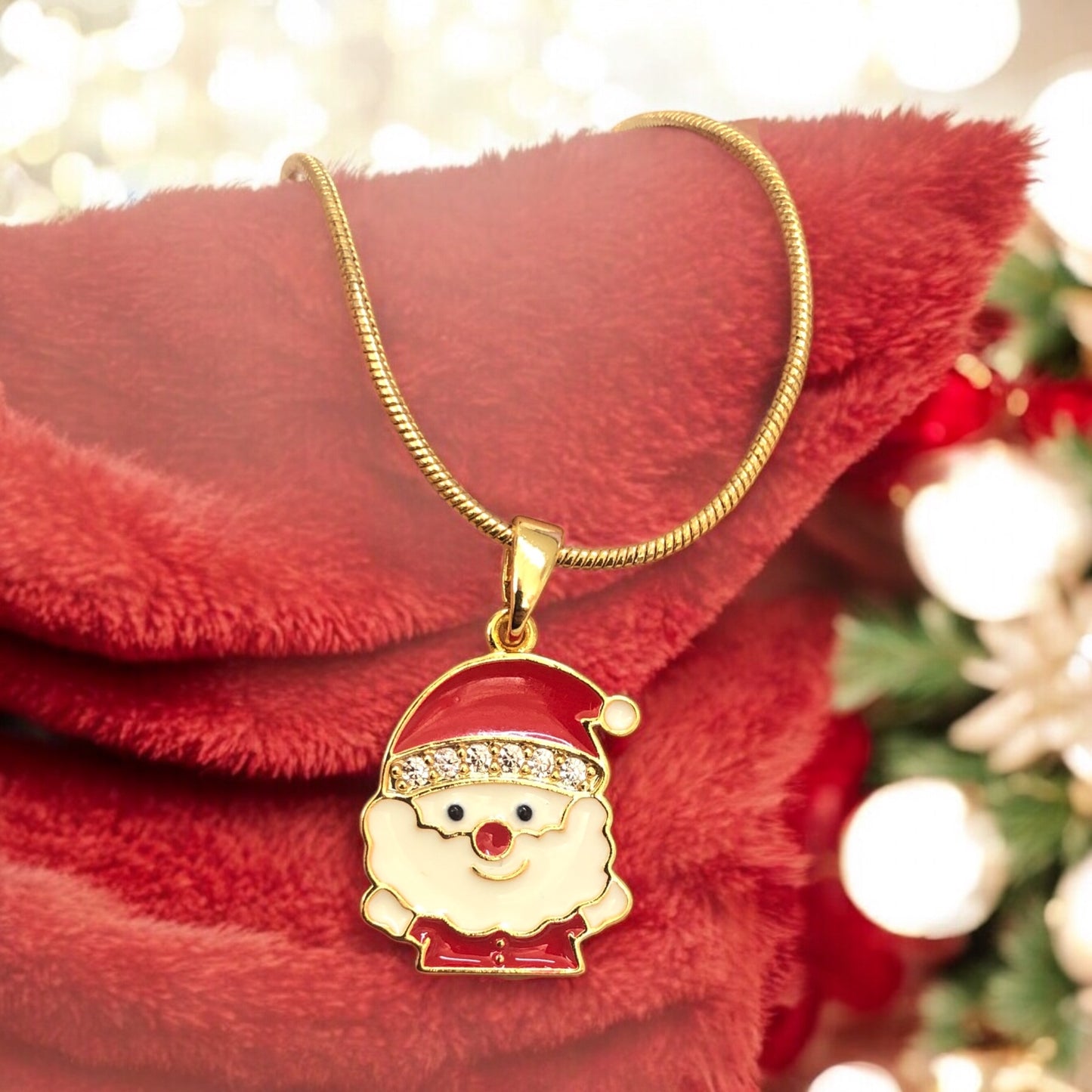 Altın Kaplama Mineli Zirkon Taşlı Mineli Yeni Yıl Aparat - Noel Baba- 1