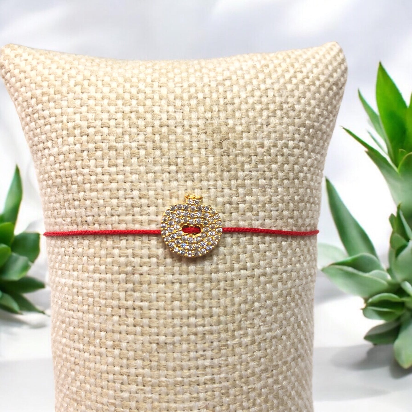 Altın Kaplama Zirkon Taşlı Düğme Bileklik Aparatı- Nar